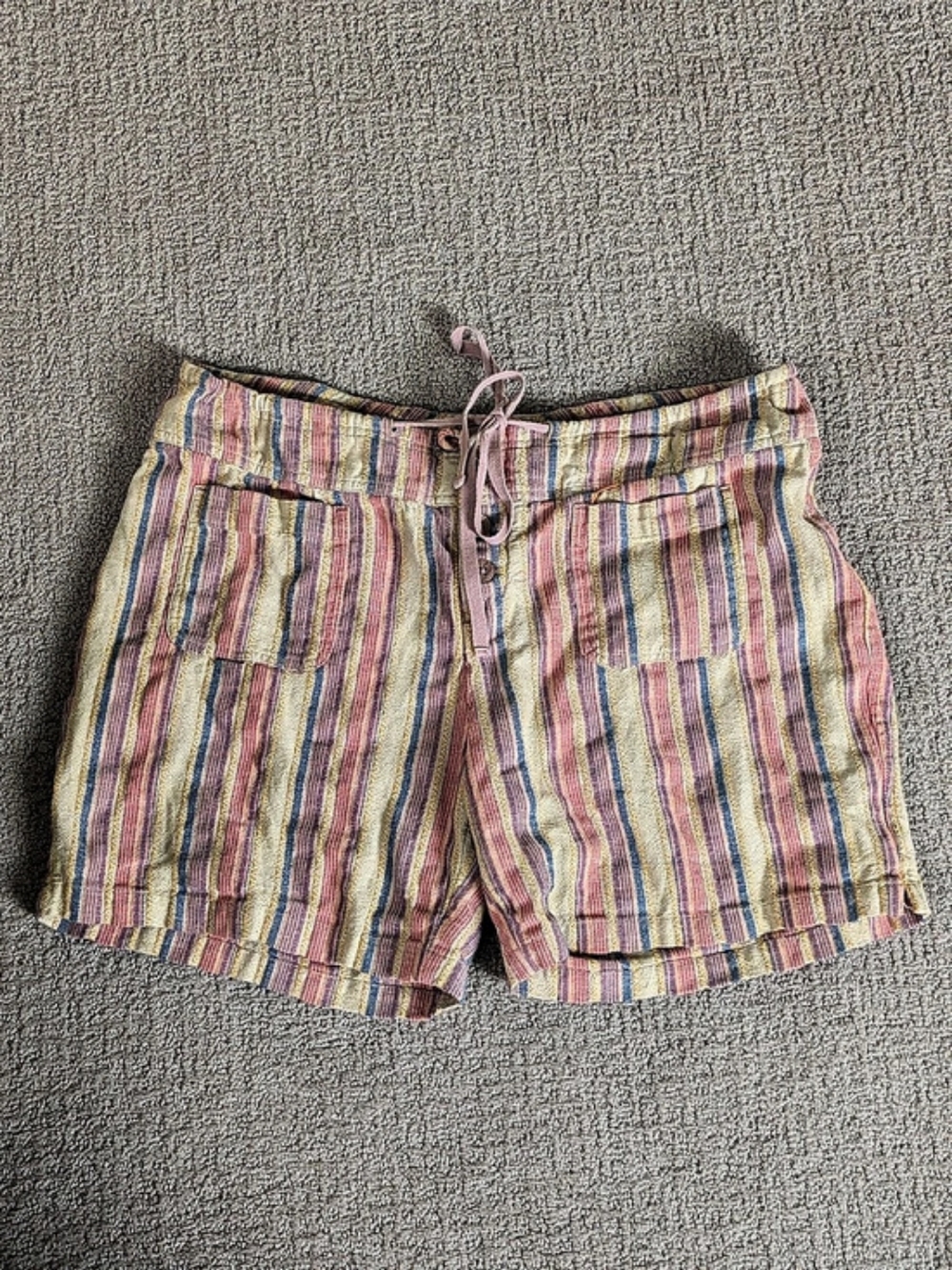 Striped Shorts in Pink, Yellow & Blue
